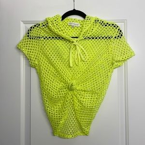 Neon Fishnet Short Sleeve Hoodie